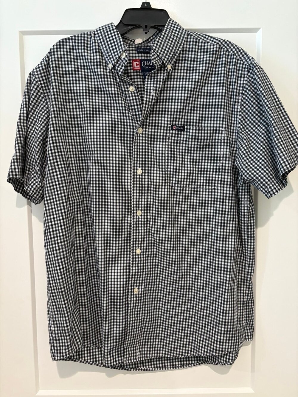 Chaps Easy Care Short Sleeve Button-Down Shirt – Size L/G